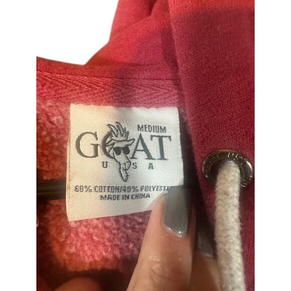 Goat USA Pink Kangaroo Pocket Logo Hooded Pullover Sweatshirt Women Sz M - Picture 7 of 8